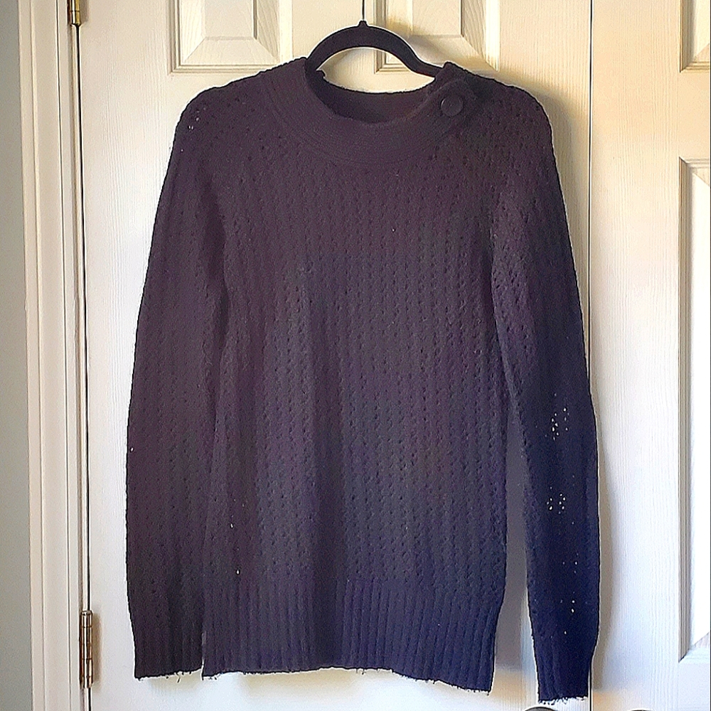 Buffalo David Black Sweater with Button Neck Detail